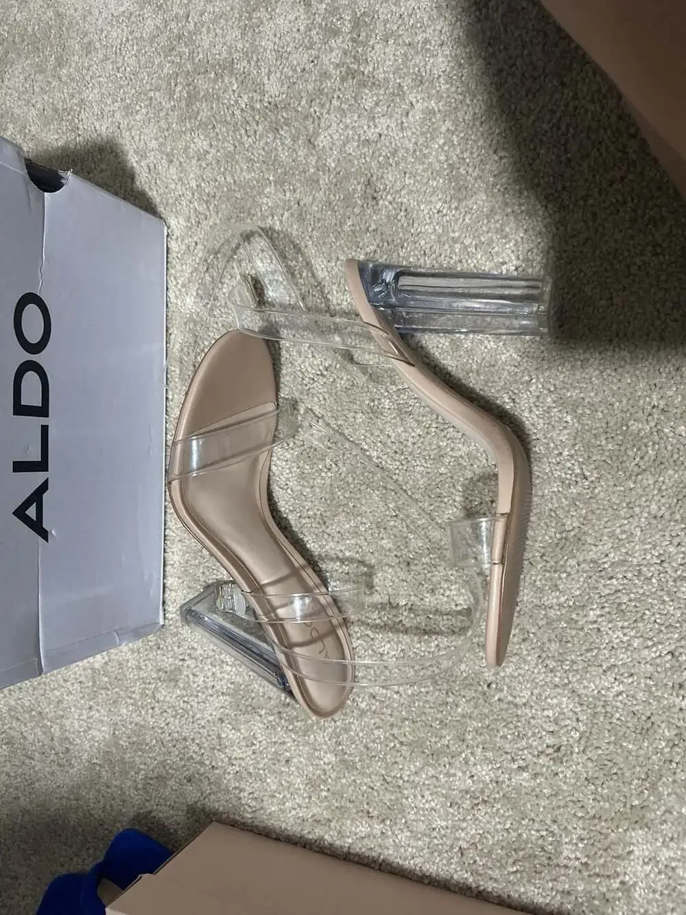 ALDO Acantha Women's Clear Strappy Block Heel Sandals in Tan - Picture 3 of 4